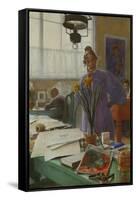 My Wife (Karin in the Studio]-Carl Larsson-Framed Stretched Canvas