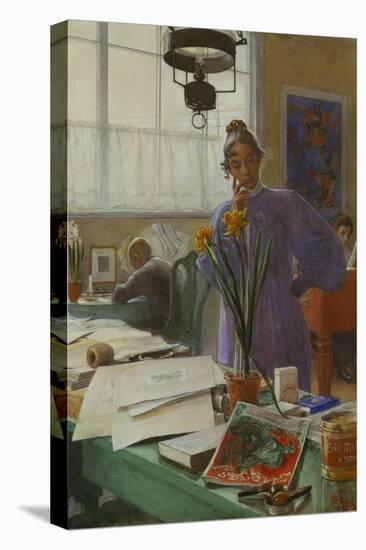 My Wife (Karin in the Studio]-Carl Larsson-Stretched Canvas