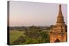 Myanmar. Bagan. Dawn over the Plains of Bagan-Inger Hogstrom-Stretched Canvas