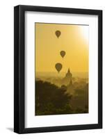 Myanmar. Bagan. Hot Air Balloons Rising over the Temples of Bagan-Inger Hogstrom-Framed Photographic Print