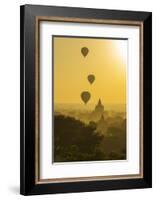 Myanmar. Bagan. Hot Air Balloons Rising over the Temples of Bagan-Inger Hogstrom-Framed Photographic Print