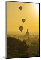 Myanmar. Bagan. Hot Air Balloons Rising over the Temples of Bagan-Inger Hogstrom-Mounted Photographic Print