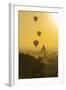 Myanmar. Bagan. Hot Air Balloons Rising over the Temples of Bagan-Inger Hogstrom-Framed Photographic Print