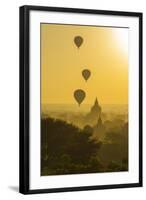 Myanmar. Bagan. Hot Air Balloons Rising over the Temples of Bagan-Inger Hogstrom-Framed Photographic Print