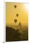 Myanmar. Bagan. Hot Air Balloons Rising over the Temples of Bagan-Inger Hogstrom-Framed Photographic Print