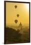 Myanmar. Bagan. Hot Air Balloons Rising over the Temples of Bagan-Inger Hogstrom-Framed Photographic Print