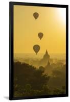 Myanmar. Bagan. Hot Air Balloons Rising over the Temples of Bagan-Inger Hogstrom-Framed Photographic Print