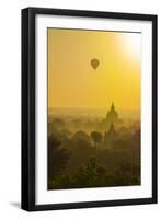 Myanmar. Bagan. Hot Air Balloons Rising over the Temples of Bagan-Inger Hogstrom-Framed Premium Photographic Print