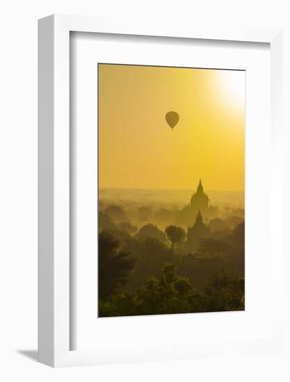 Myanmar. Bagan. Hot Air Balloons Rising over the Temples of Bagan-Inger Hogstrom-Framed Photographic Print