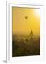 Myanmar. Bagan. Hot Air Balloons Rising over the Temples of Bagan-Inger Hogstrom-Framed Photographic Print