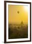 Myanmar. Bagan. Hot Air Balloons Rising over the Temples of Bagan-Inger Hogstrom-Framed Photographic Print