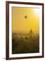 Myanmar. Bagan. Hot Air Balloons Rising over the Temples of Bagan-Inger Hogstrom-Framed Photographic Print