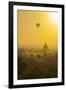 Myanmar. Bagan. Hot Air Balloons Rising over the Temples of Bagan-Inger Hogstrom-Framed Premium Photographic Print