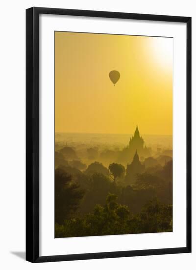 Myanmar. Bagan. Hot Air Balloons Rising over the Temples of Bagan-Inger Hogstrom-Framed Photographic Print