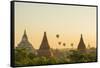 Myanmar. Bagan. Hot Air Balloons Rising over the Temples of Bagan-Inger Hogstrom-Framed Stretched Canvas