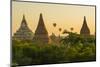 Myanmar. Bagan. Hot Air Balloons Rising over the Temples of Bagan-Inger Hogstrom-Mounted Photographic Print