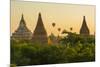 Myanmar. Bagan. Hot Air Balloons Rising over the Temples of Bagan-Inger Hogstrom-Mounted Premium Photographic Print