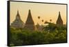 Myanmar. Bagan. Hot Air Balloons Rising over the Temples of Bagan-Inger Hogstrom-Framed Stretched Canvas