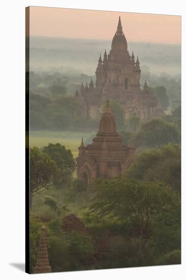Myanmar. Bagan. Landscape of the Temples of Bagan at Sunrise-Inger Hogstrom-Stretched Canvas