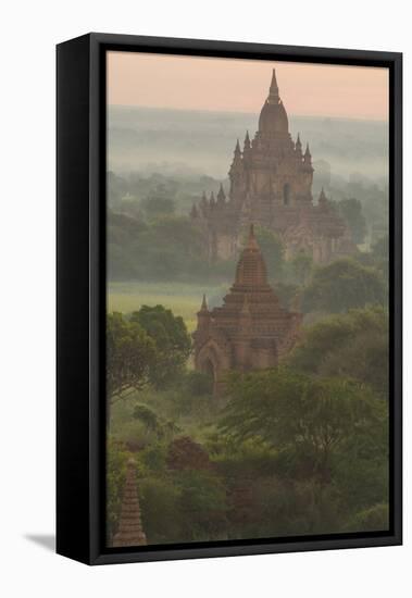 Myanmar. Bagan. Landscape of the Temples of Bagan at Sunrise-Inger Hogstrom-Framed Stretched Canvas