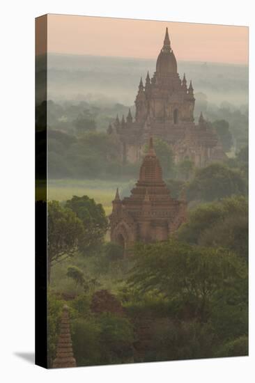 Myanmar. Bagan. Landscape of the Temples of Bagan at Sunrise-Inger Hogstrom-Stretched Canvas