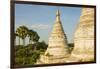 Myanmar. Bagan. Minochantha Stupa Group and Palm Trees Beyond-Inger Hogstrom-Framed Photographic Print