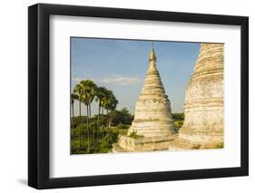 Myanmar. Bagan. Minochantha Stupa Group and Palm Trees Beyond-Inger Hogstrom-Framed Photographic Print
