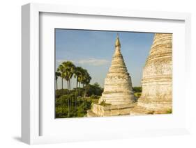 Myanmar. Bagan. Minochantha Stupa Group and Palm Trees Beyond-Inger Hogstrom-Framed Photographic Print