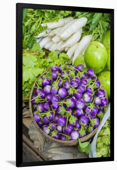 Myanmar. Bagan. Nyaung U. Market. Eggplant for Sale in the Market-Inger Hogstrom-Framed Photographic Print