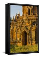 Myanmar. Bagan. Red Brick Temple Glows in the Late Afternoon Light-Inger Hogstrom-Framed Stretched Canvas