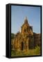 Myanmar. Bagan. Red Brick Temple Glows in the Late Afternoon Light-Inger Hogstrom-Framed Stretched Canvas