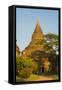 Myanmar. Bagan. Red Brick Temple Glows in the Late Afternoon Light-Inger Hogstrom-Framed Stretched Canvas