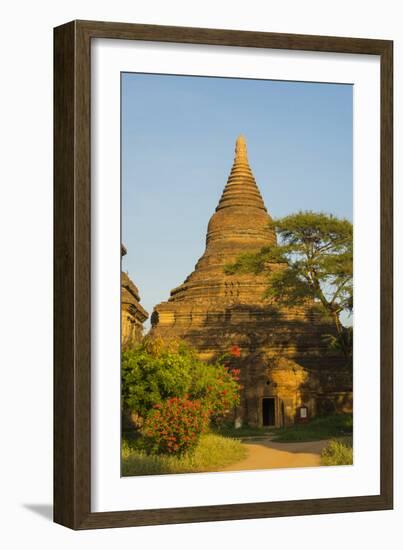 Myanmar. Bagan. Red Brick Temple Glows in the Late Afternoon Light-Inger Hogstrom-Framed Photographic Print