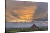 Myanmar, Bagan. Sunrise and a Giant Stupa Rising Above the Plains of Bagan-Brenda Tharp-Stretched Canvas