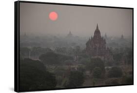 Myanmar, Bagan. Sunrise on Buddhist Temples-Jaynes Gallery-Framed Stretched Canvas