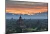 Myanmar, Bagan. Sunrise over Stupas on the Plains of Bagan-Brenda Tharp-Mounted Photographic Print