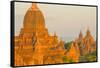 Myanmar. Bagan. Sunrise over the Temples of Bagan-Inger Hogstrom-Framed Stretched Canvas