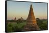 Myanmar. Bagan. Sunrise over the Temples of Bagan-Inger Hogstrom-Framed Stretched Canvas