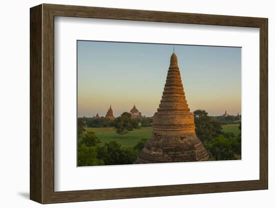 Myanmar. Bagan. Sunrise over the Temples of Bagan-Inger Hogstrom-Framed Photographic Print