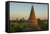 Myanmar. Bagan. Sunrise over the Temples of Bagan-Inger Hogstrom-Framed Stretched Canvas