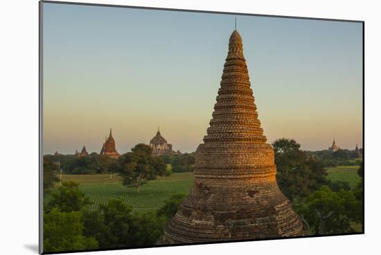 Myanmar. Bagan. Sunrise over the Temples of Bagan-Inger Hogstrom-Mounted Photographic Print