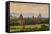 Myanmar. Bagan. Sunset over the Temples of Bagan-Inger Hogstrom-Framed Stretched Canvas