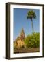 Myanmar. Bagan. Temple with a Palm Tree Towering Above-Inger Hogstrom-Framed Photographic Print
