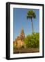 Myanmar. Bagan. Temple with a Palm Tree Towering Above-Inger Hogstrom-Framed Photographic Print