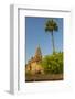 Myanmar. Bagan. Temple with a Palm Tree Towering Above-Inger Hogstrom-Framed Photographic Print