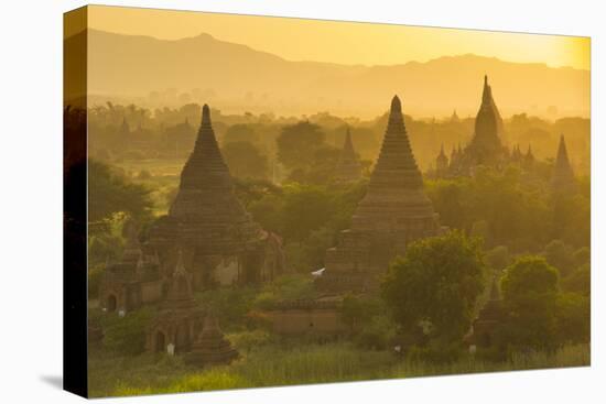 Myanmar. Bagan. Temples at Sunset-Inger Hogstrom-Stretched Canvas