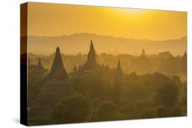 Myanmar. Bagan. Temples at Sunset-Inger Hogstrom-Stretched Canvas