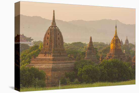 Myanmar. Bagan. Temples at Sunset-Inger Hogstrom-Stretched Canvas