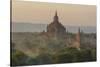 Myanmar. Bagan. Temples of Bagan at Sunset-Inger Hogstrom-Stretched Canvas