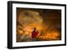 Myanmar, Bagan. Young Monk at Shinbinthalyaung Temple Reclining Buddha-Brenda Tharp-Framed Photographic Print